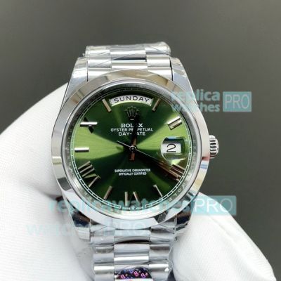 8+ Factory Swiss Replica Rolex Day-Date 40 Green Dial Cal.3255 Gain Weight Watch 